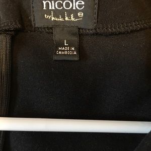 Nicole by Nicole Miller black peplum dress with lime trim, size Large